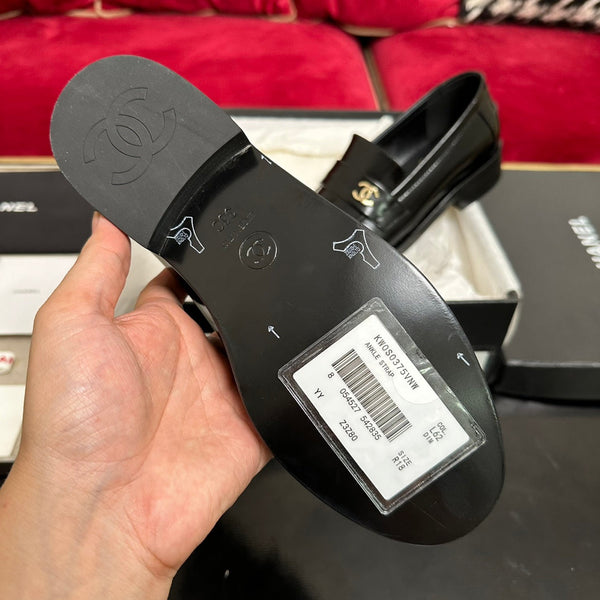 CC Moccasins Glossy Black Calfskin