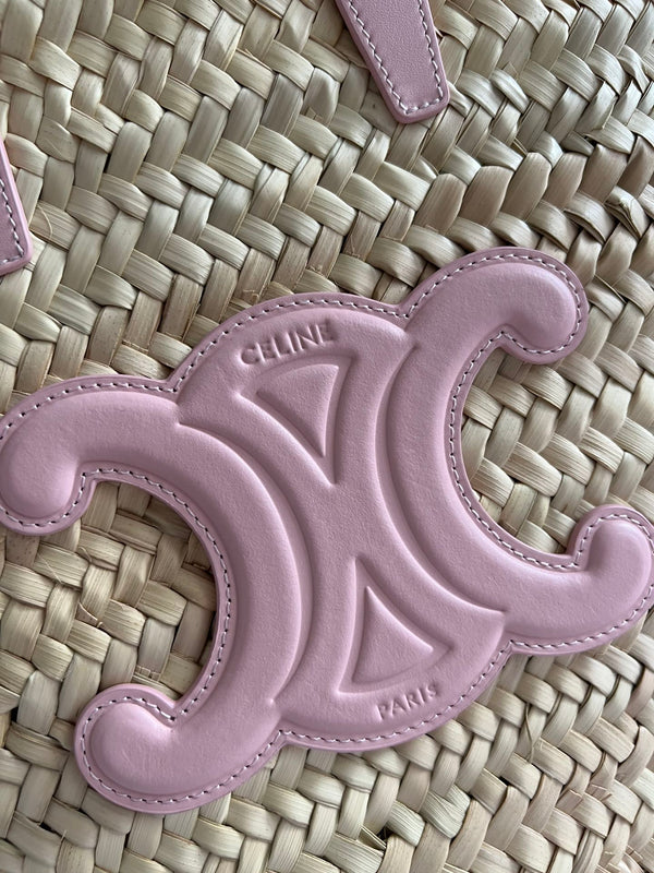 medium classic panier 25cm raffia and tan calfskin