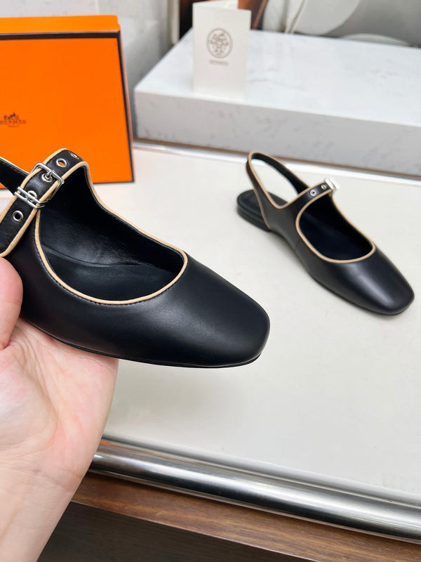 Kleo Slingback in pelle di agnello nera 214069