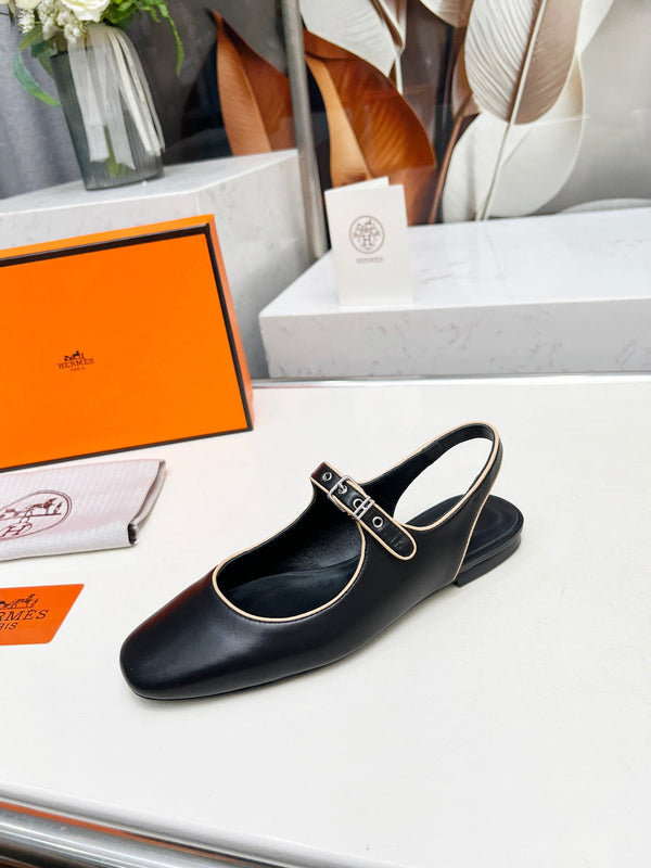 Kleo Slingback in pelle di agnello nera 214069