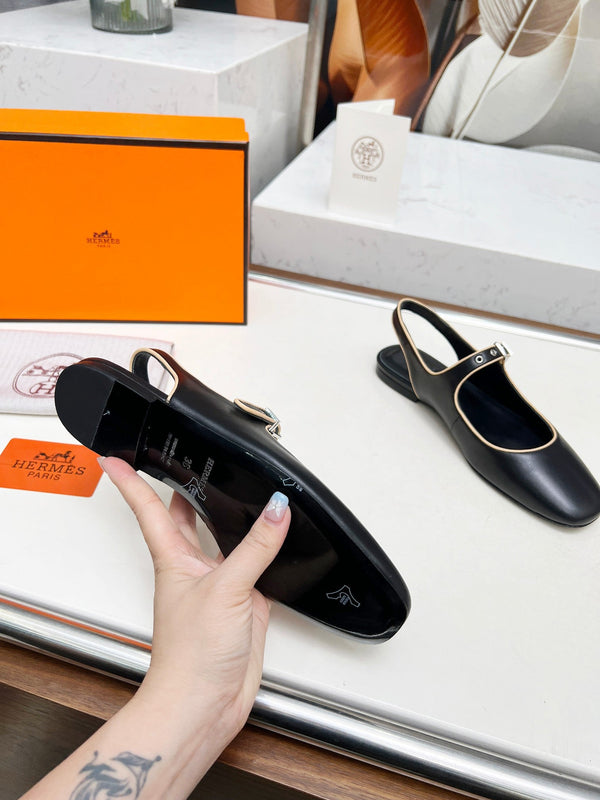 Kleo Slingback in pelle di agnello nera 214069