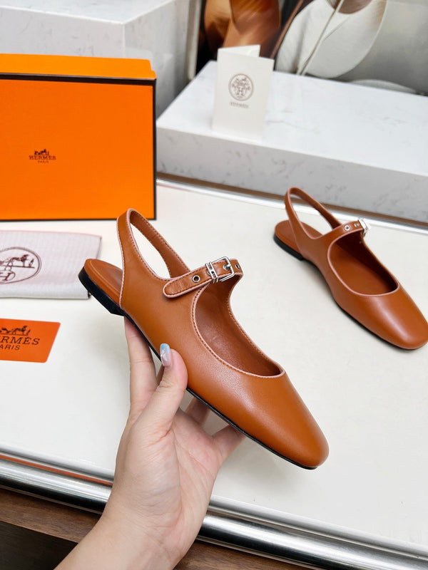 Kleo Slingback in pelle di agnello marrone chiaro 214068