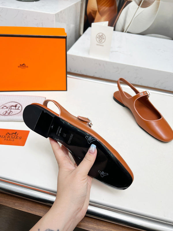 Kleo Slingback in pelle di agnello marrone chiaro 214068