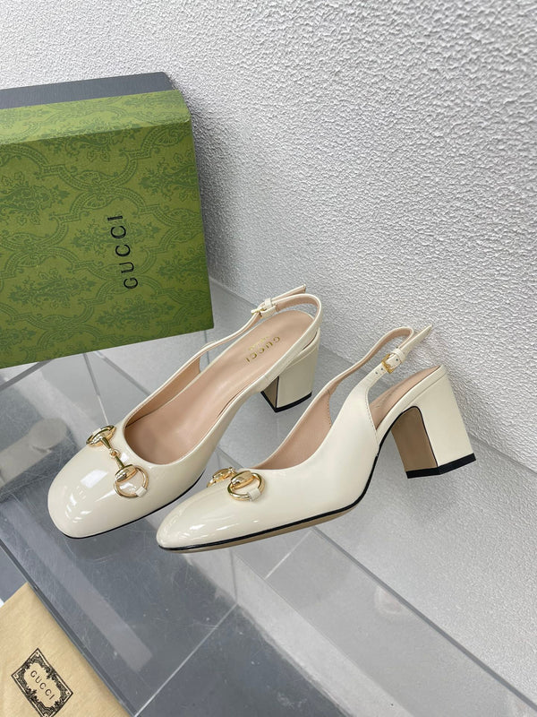 GG SLINGBACK HORSEBIT DA DONNA 65MM IN PELLE DI VITELLO BIANCA