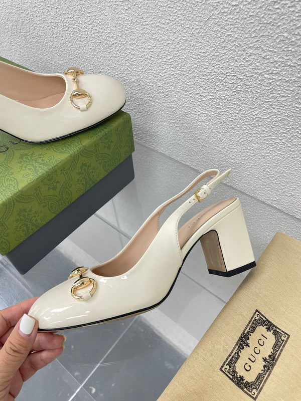 GG SLINGBACK HORSEBIT DA DONNA 65MM IN PELLE DI VITELLO BIANCA