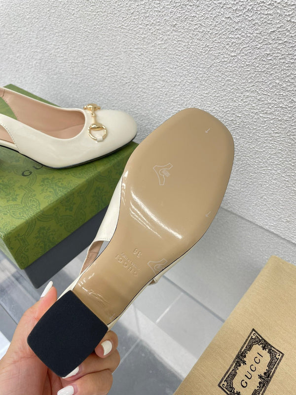 GG SLINGBACK HORSEBIT DA DONNA 65MM IN PELLE DI VITELLO BIANCA