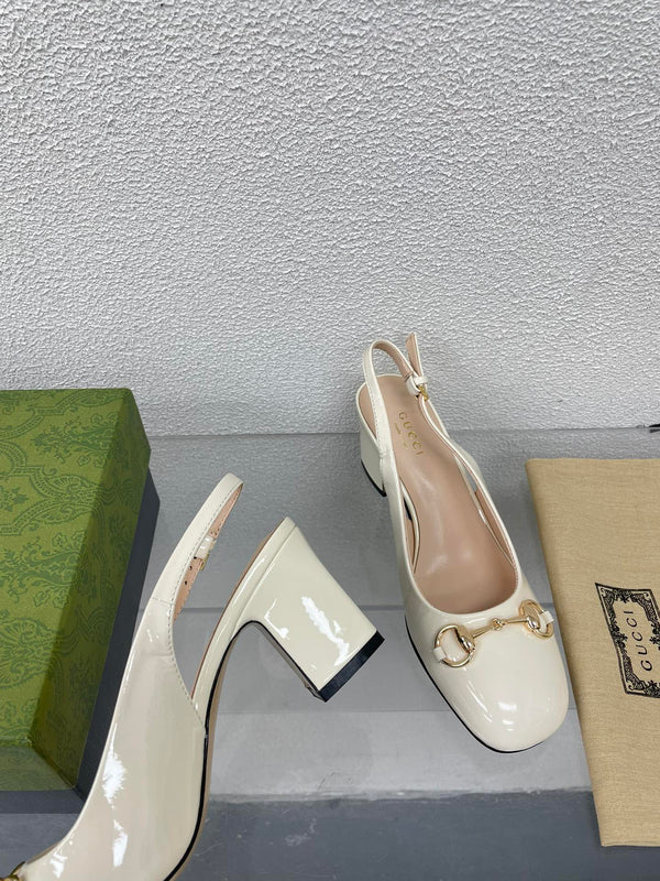 GG SLINGBACK HORSEBIT DA DONNA 65MM IN PELLE DI VITELLO BIANCA