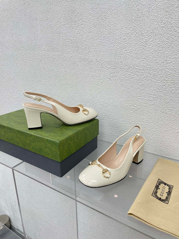 GG SLINGBACK HORSEBIT DA DONNA 65MM IN PELLE DI VITELLO BIANCA