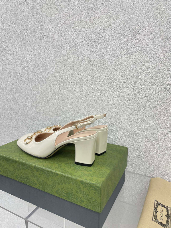 GG SLINGBACK HORSEBIT DA DONNA 65MM IN PELLE DI VITELLO BIANCA