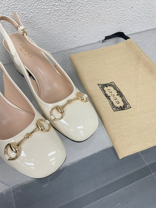 GG SLINGBACK HORSEBIT DA DONNA 65MM IN PELLE DI VITELLO BIANCA