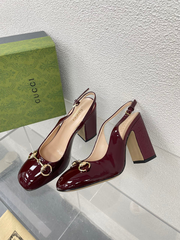 GG SLINGBACK DA DONNA CON MORSETTO 95MM IN PELLE DI VITELLO ROSSO VINO