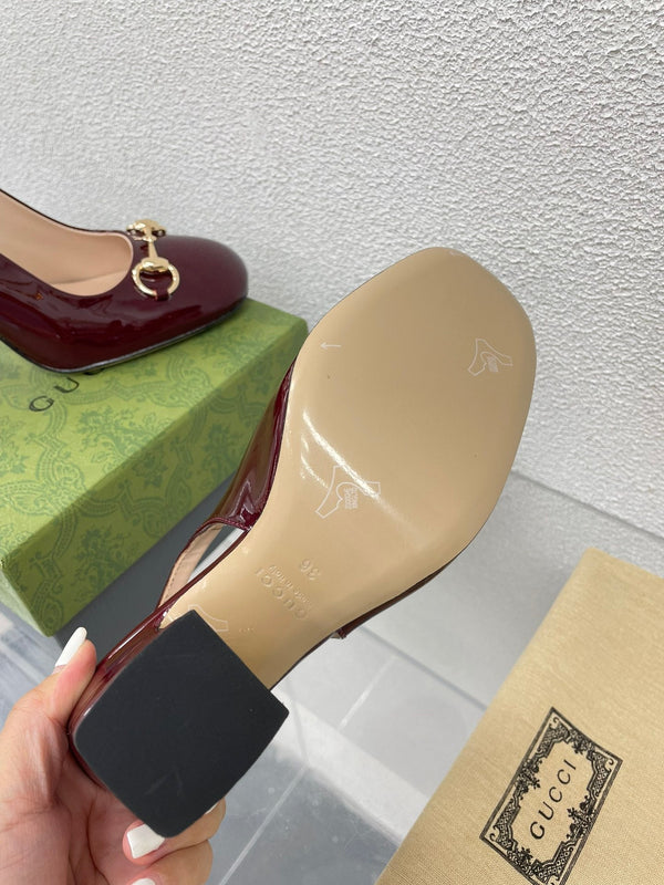 GG SLINGBACK DA DONNA CON MORSETTO 95MM IN PELLE DI VITELLO ROSSO VINO