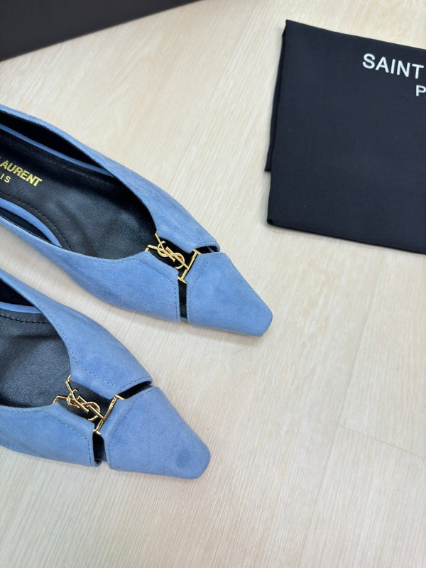 BABYLONE BALLET FLAT IN SKY BLUE SUEDE