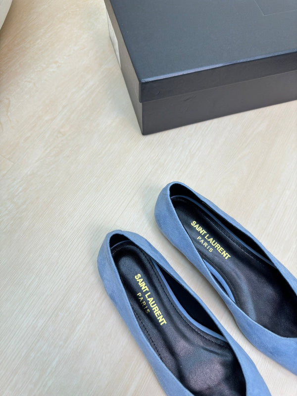 BABYLONE BALLET FLAT IN SKY BLUE SUEDE