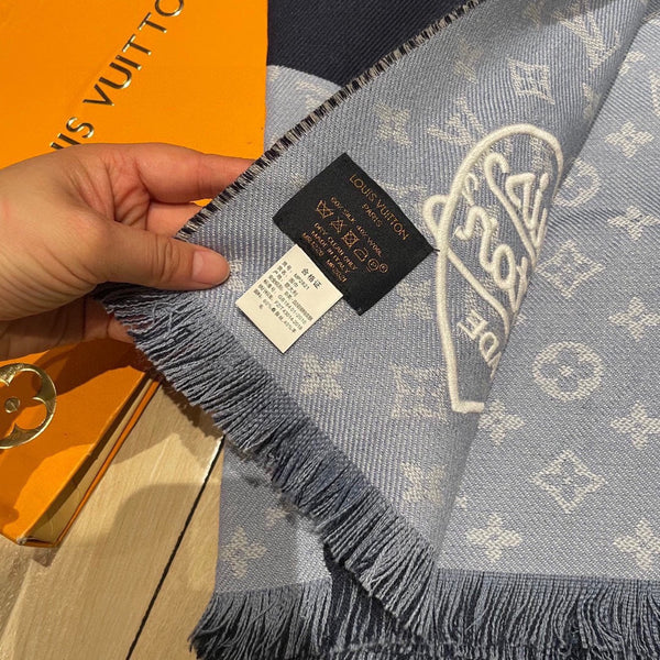 MONOGRAM DRIP 200 CM IN NAVY BLUE WOOL 391068