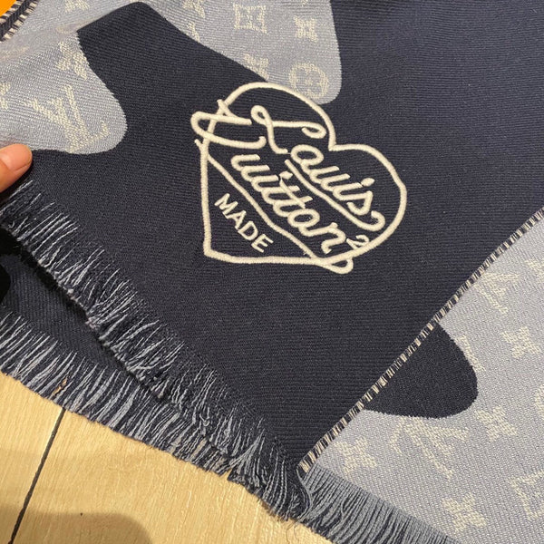 MONOGRAM DRIP 200 CM IN NAVY BLUE WOOL 391068