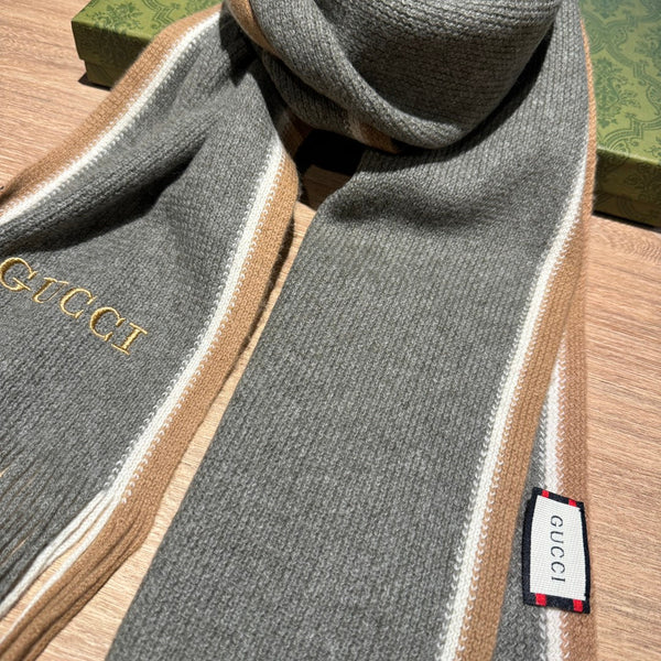 SCIARPA 180 CM IN LANA MISTA GRIGIO OMBRA MARRONE ARACHIDI 403965