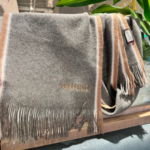 SCIARPA 180 CM IN LANA MISTA GRIGIO OMBRA MARRONE ARACHIDI 403965