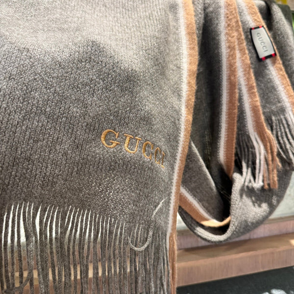 SCIARPA 180 CM IN LANA MISTA GRIGIO OMBRA MARRONE ARACHIDI 403965