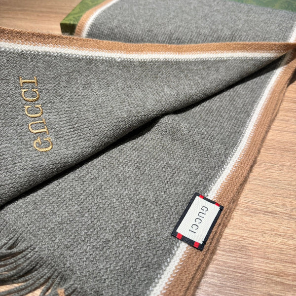 SCIARPA 180 CM IN LANA MISTA GRIGIO OMBRA MARRONE ARACHIDI 403965