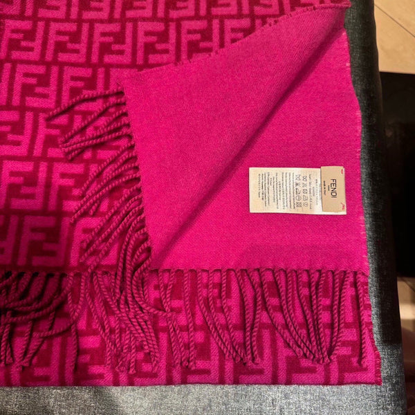 FF SCARF 180 CM IN BRIGHT PINK MONOGRAM WOOL AND CASHMERE 411830