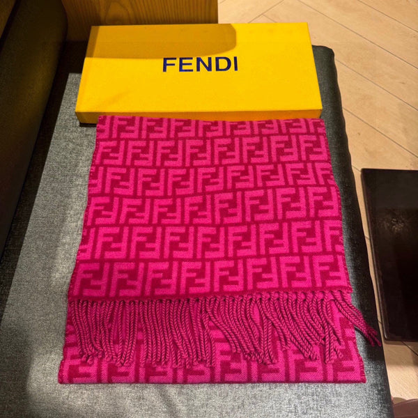 FF SCARF 180 CM IN BRIGHT PINK MONOGRAM WOOL AND CASHMERE 411830