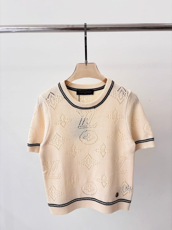 LV 25 T- Shirt and Tank Top Champagne Cream Wool 232733