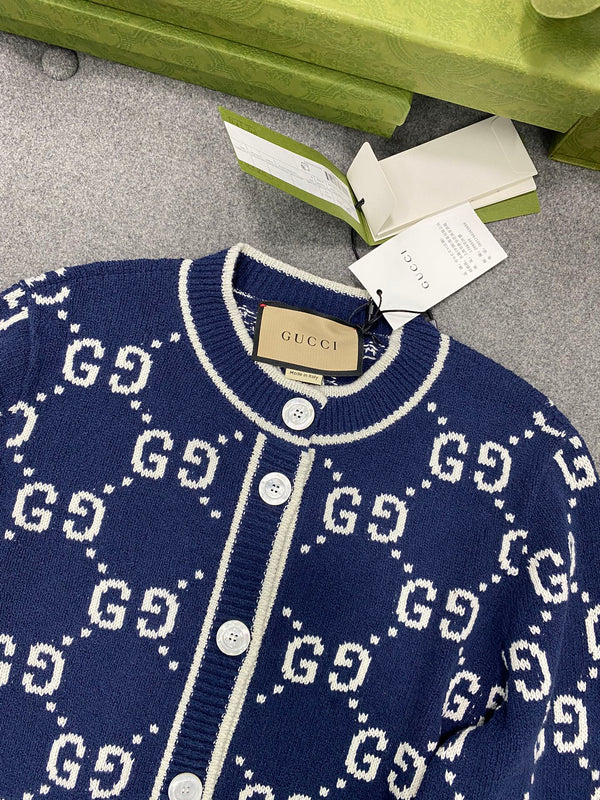 GG 25 Cardigan Navy Blue Jacquard 0039