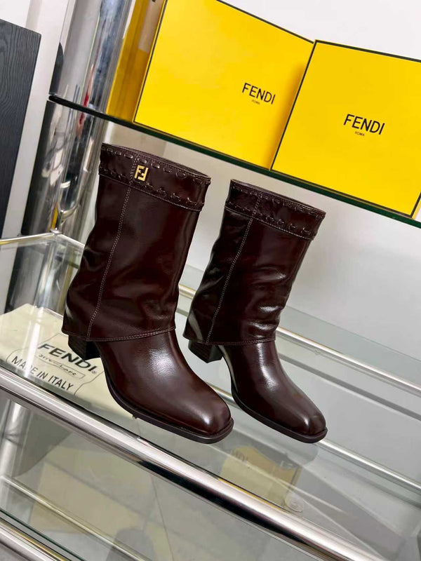 FENDI low boots burgundy calfskin 521235