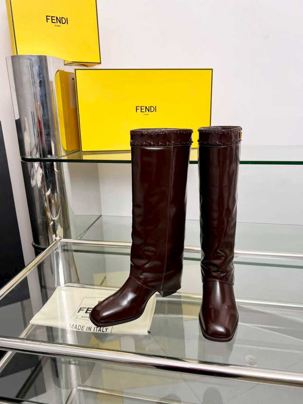 FENDI High boots burgundy calfskin 521233