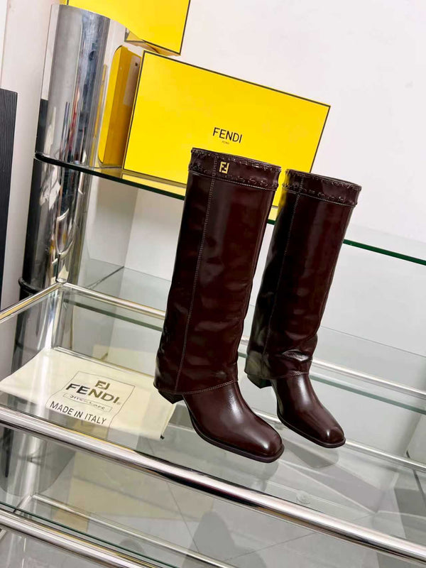 FENDI High boots burgundy calfskin 521233