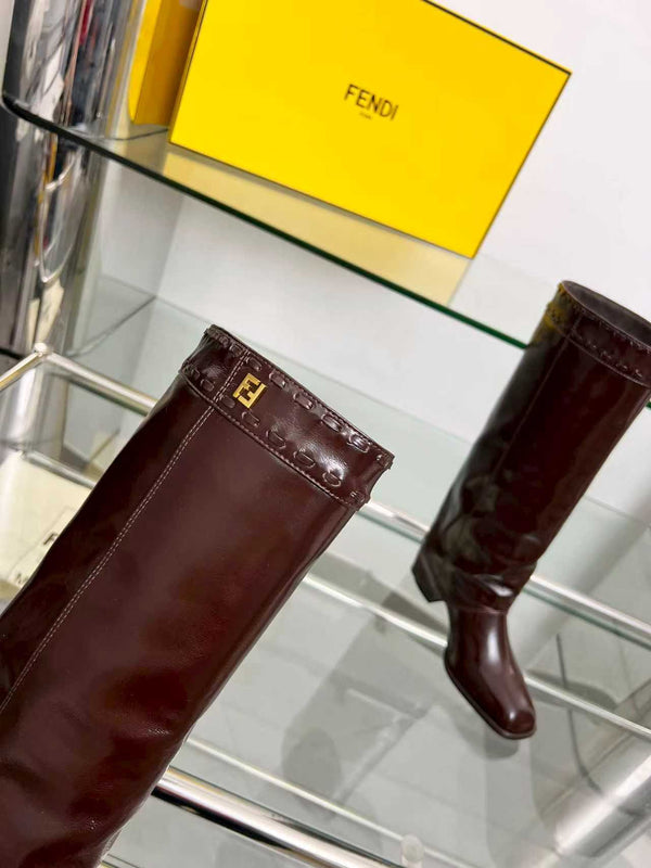 FENDI High boots burgundy calfskin 521233