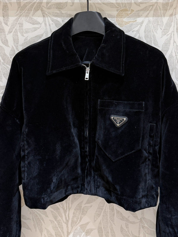 Prada Short Coat Black Velvet