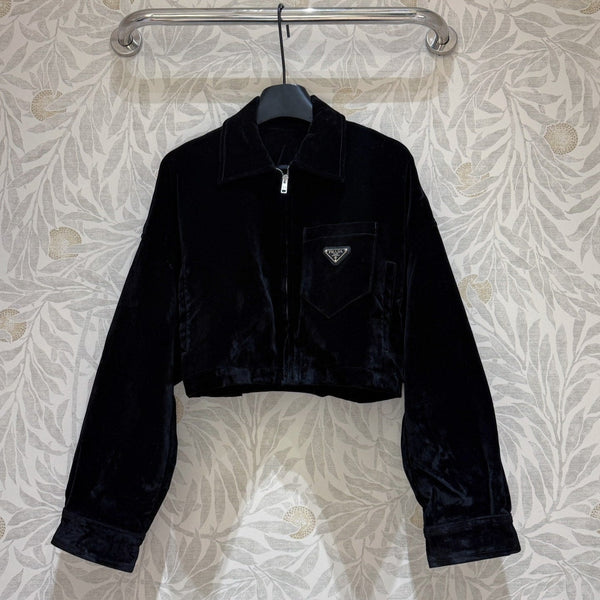 Prada Short Coat Black Velvet