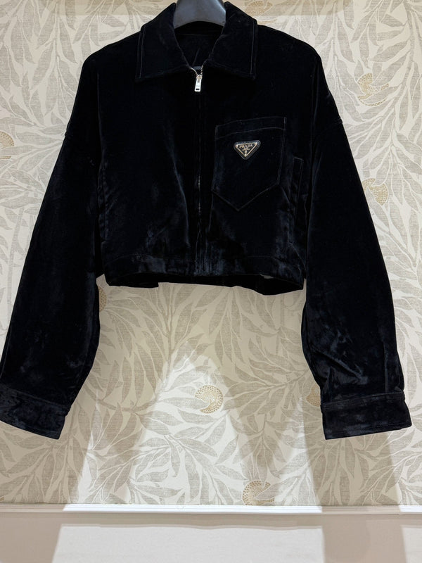 Prada Short Coat Black Velvet