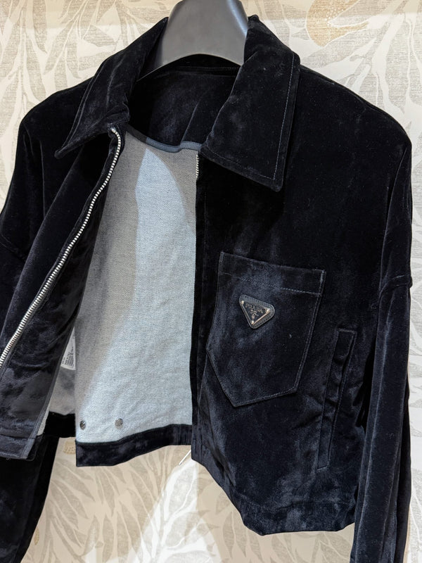 Prada Short Coat Black Velvet