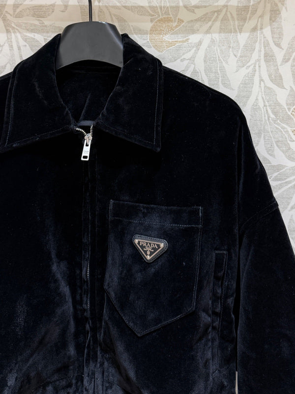 Prada Short Coat Black Velvet