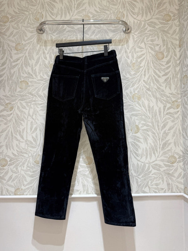 Prada Cropped Pants Black Velvet