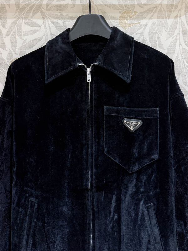 Prada Long Coat Black Velvet