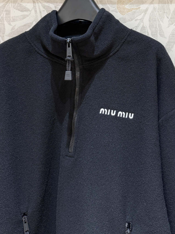 Miu Miu Half-pullover Sweatshirt Black Polyester