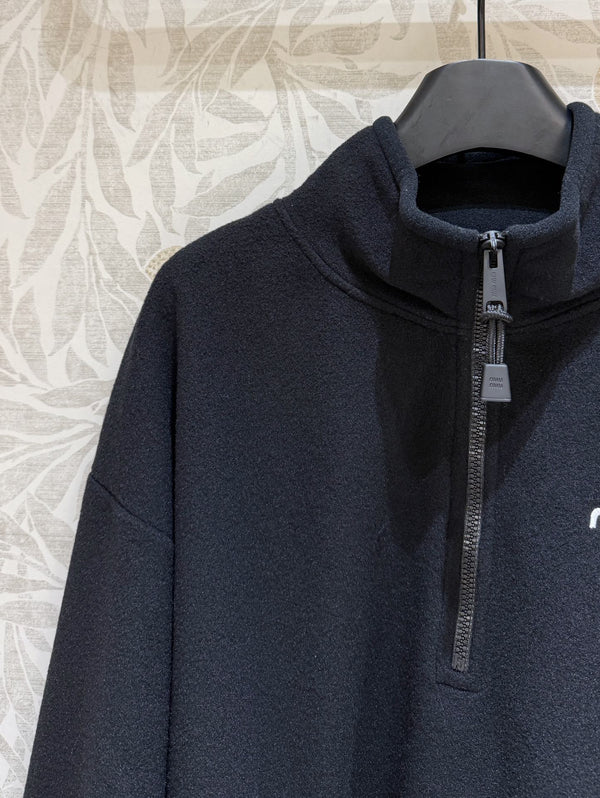 Miu Miu Half-pullover Sweatshirt Black Polyester