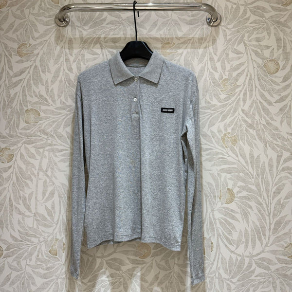 Miu Miu Polo Shirt Gray Cotton