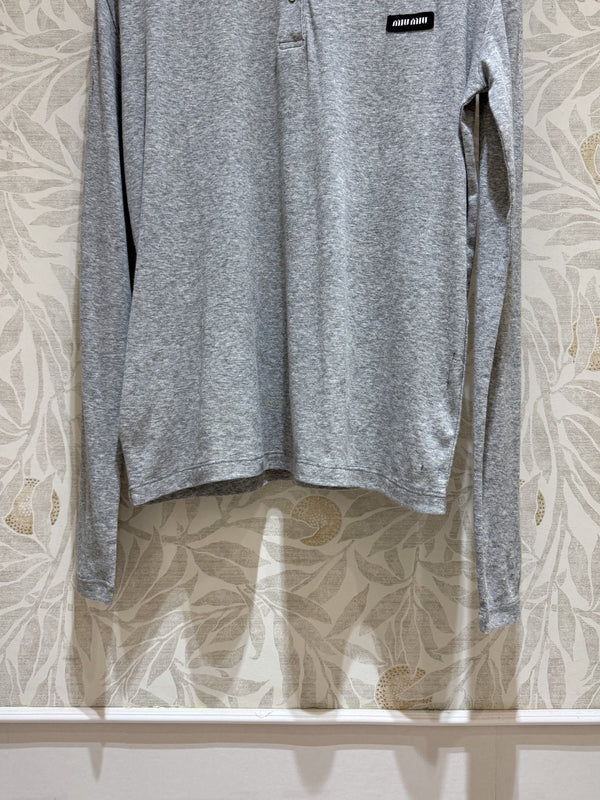 Miu Miu Polo Shirt Gray Cotton