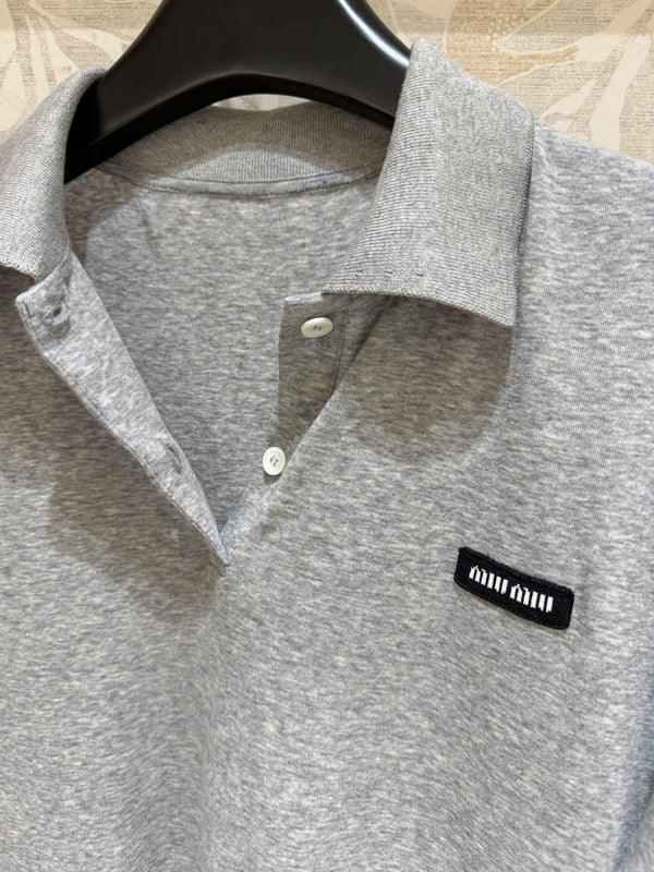 Miu Miu Polo Shirt Gray Cotton