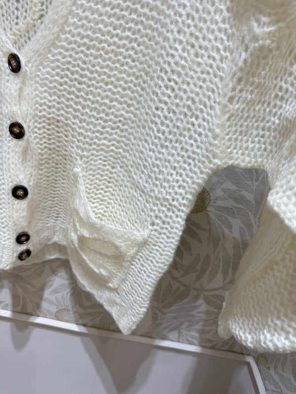 Loewe Cardigan Cream White Wool Mohair