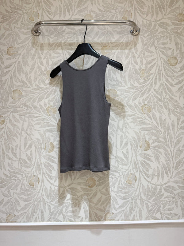 YSL Ribbed Vest Smoky Gray Cotton