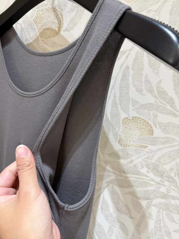 YSL Ribbed Vest Smoky Gray Cotton