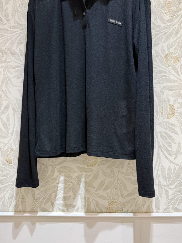 Miu Miu Polo Shirt Black Cotton