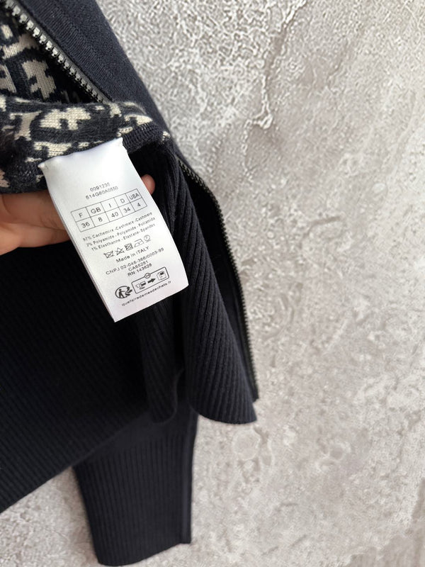 CD Double-sided Hooded Cardigan Black Cashmere