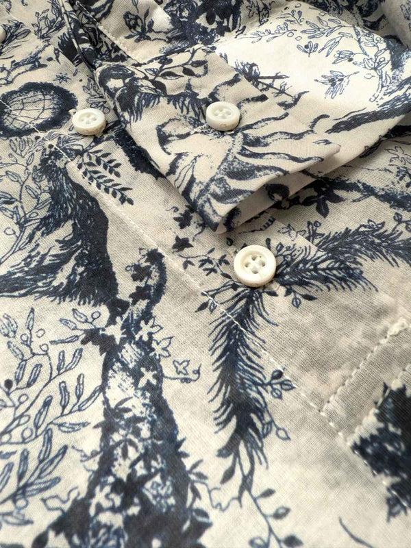 CD Sun God Shirt Beige Blue Cotton